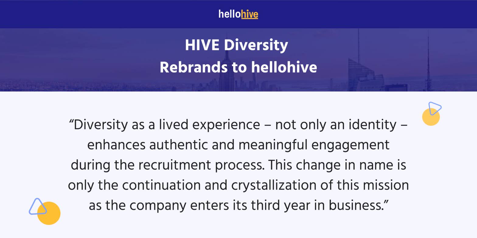 Image with summary of blog, "HIVE Diversity Rebrands to hellohive"